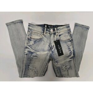 Waimea Boys Distressed Bleach Wash Blue Jeans Size 8 NWT